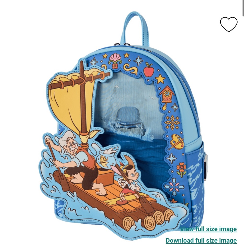 Loungefly Loungefly Pinocchio Raft Monstro Lenticular Mini Backpack & Wallet - Picture 11 of 16